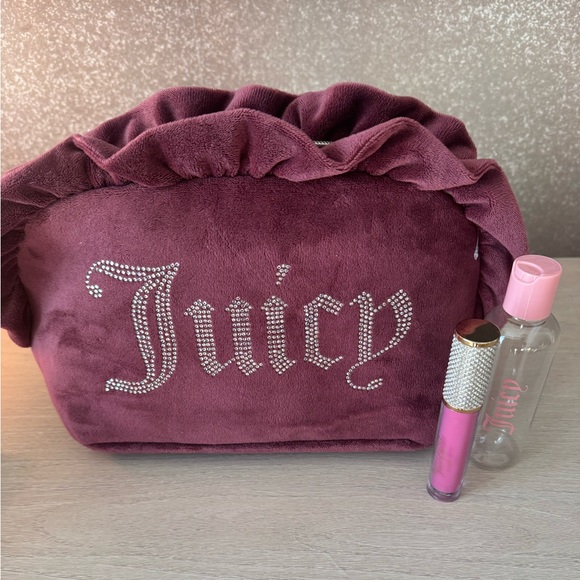 Juicy Couture Handbags - Juicy Couture Plum Velvet Cosmetic Bag + Juicy Berry Lip Gloss